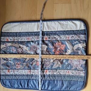 Floral Blue and Cream Quilted Pillow Shams, Full/Queen.